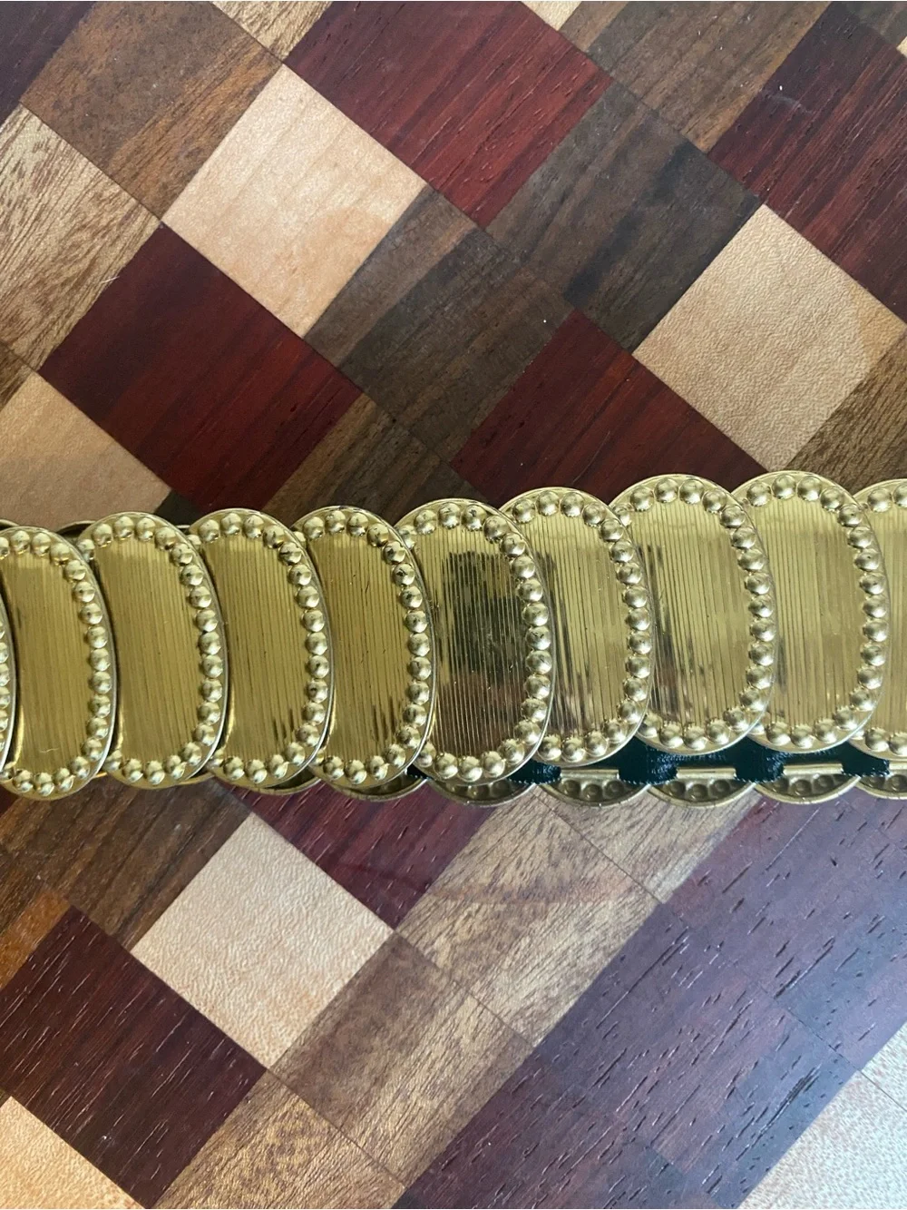 Vintage Gold Medallion Stretch Conch Belt Boho Disco Concho Statement Waist Belt